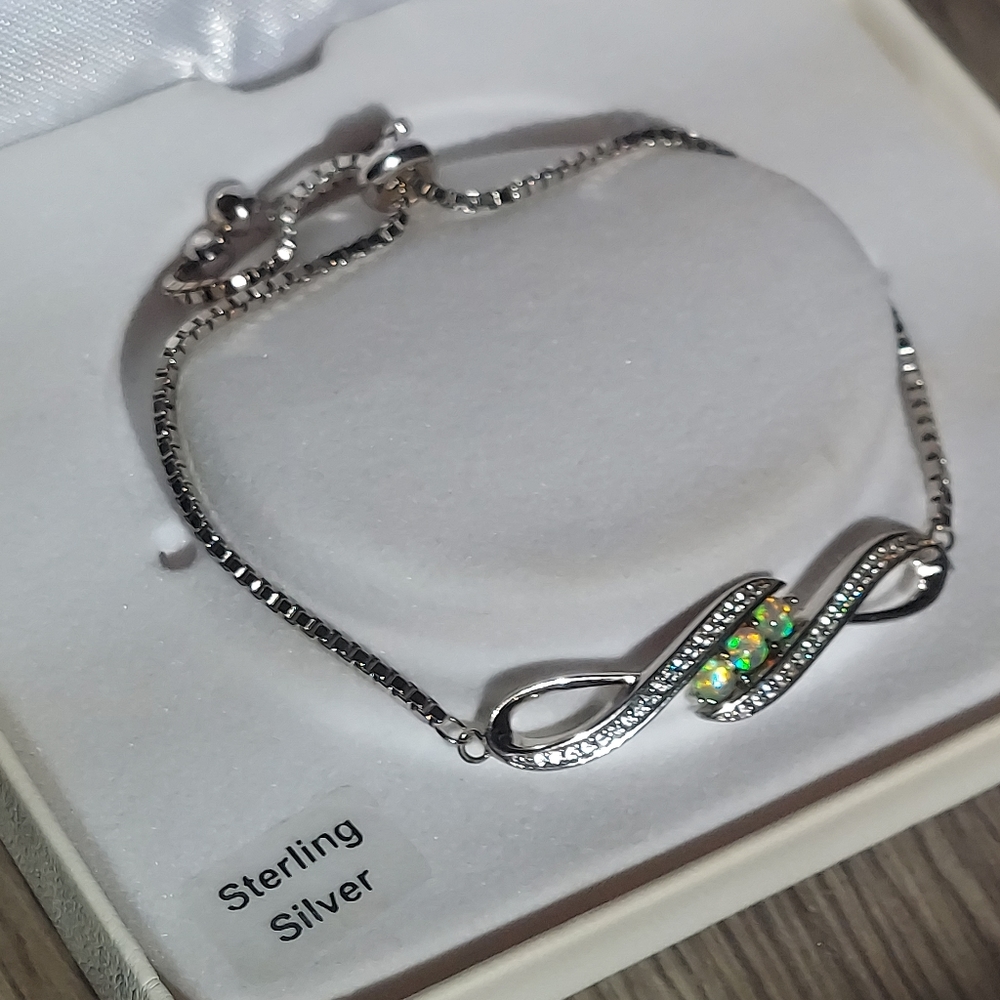 Sterling Silver Bolo Jeweled Infinity Bracelet